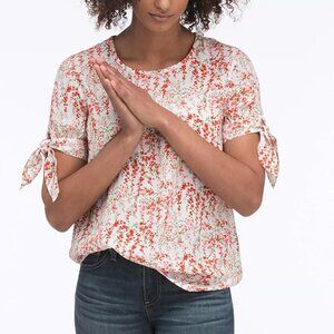 AG Everly Floral Silk Short Sleeve Top Valentines Day Outfit Small
